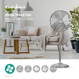 Nedis FNST20ECR40 Statiefventilator Ø 40 cm - Chroom
