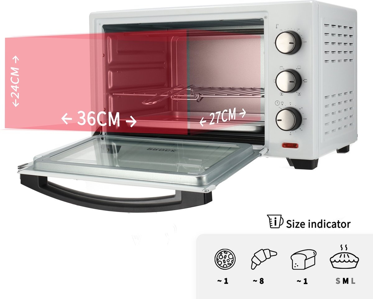 BROCK Electronics Oven TO 3001 WH (30 liter, Hetelucht, Grill, Wit)