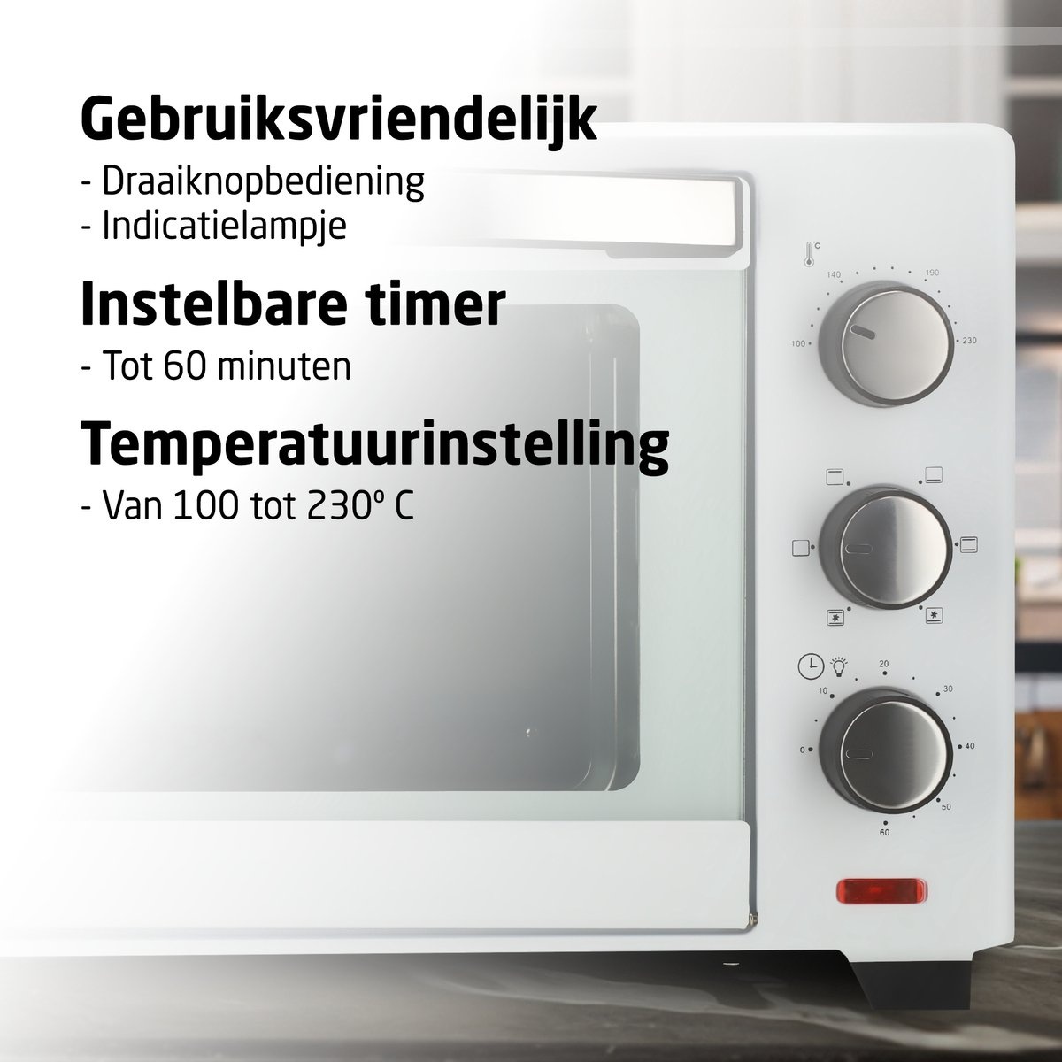 BROCK Electronics Oven TO 3001 WH (30 liter, Hetelucht, Grill, Wit)