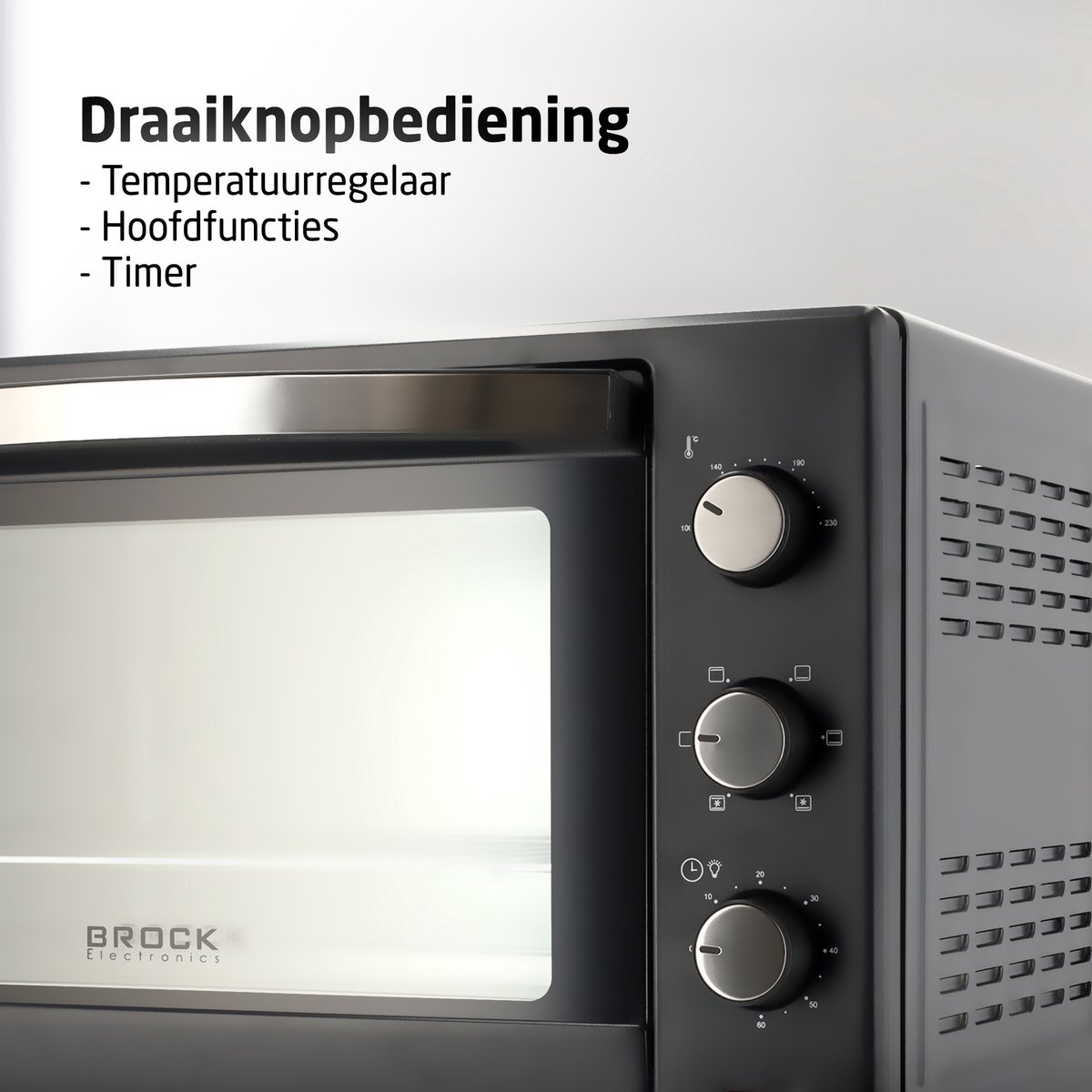 BROCK Electronics Oven TO 4801 BK (48 liter, Hetelucht, Grill, Zwart)