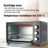 BROCK Electronics Oven TO 3001 BK (30 liter, Hetelucht, Grill, Zwart)