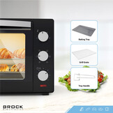BROCK Electronics Oven TO 3001 BK (30 liter, Hetelucht, Grill, Zwart)