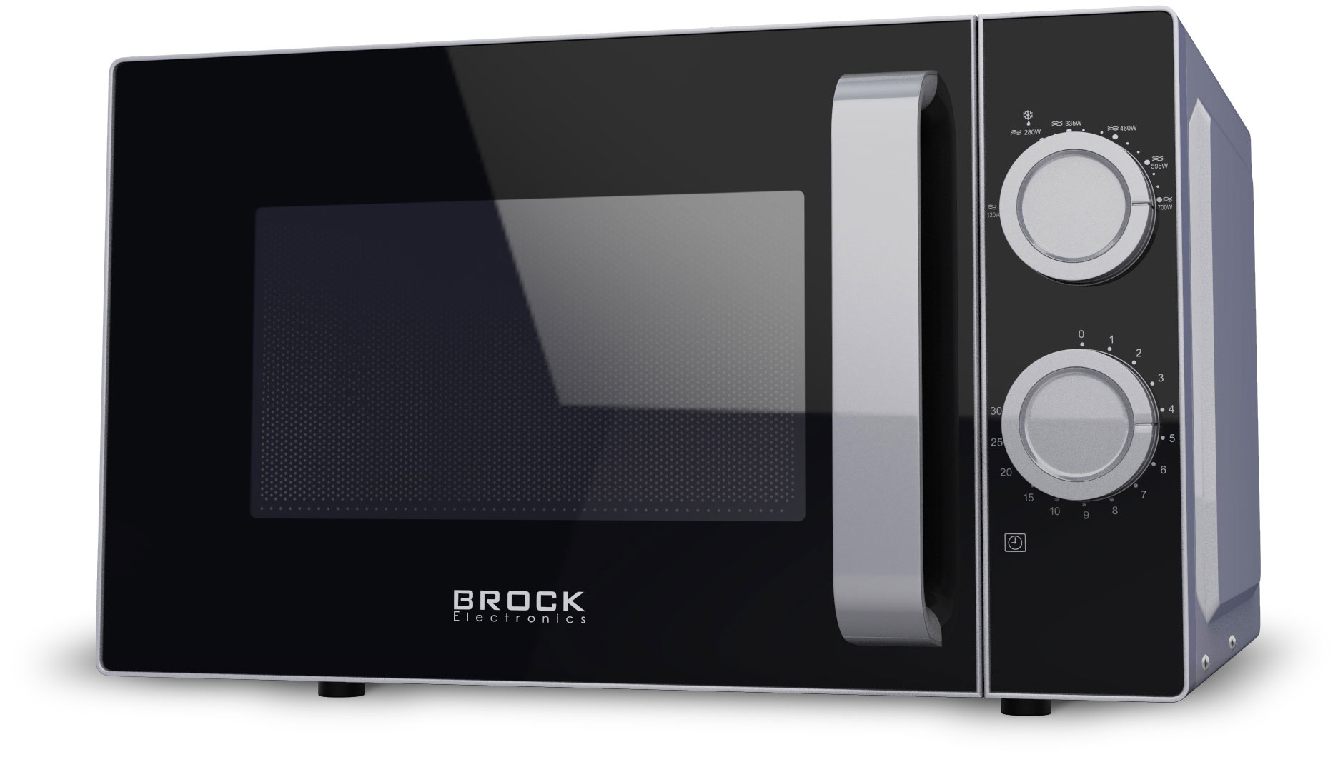 BROCK Electronics Solo Magnetron MWO 2012 SS (20 liter, Zwart/Grijs)