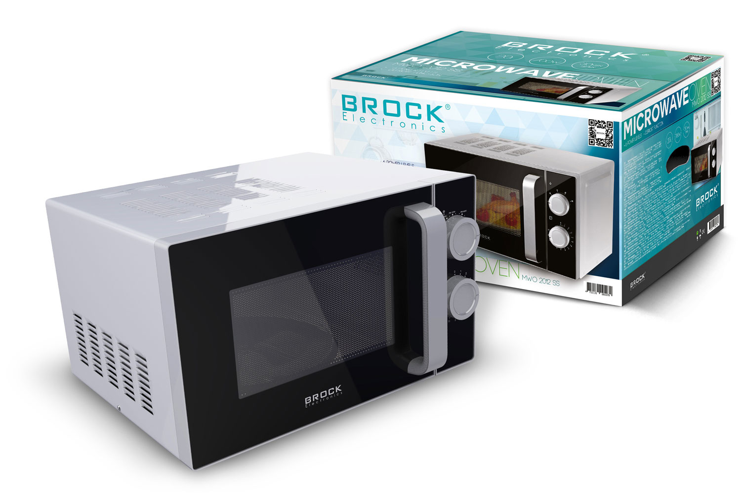 BROCK Electronics Solo Magnetron MWO 2012 SS (20 liter, Zwart/Grijs)