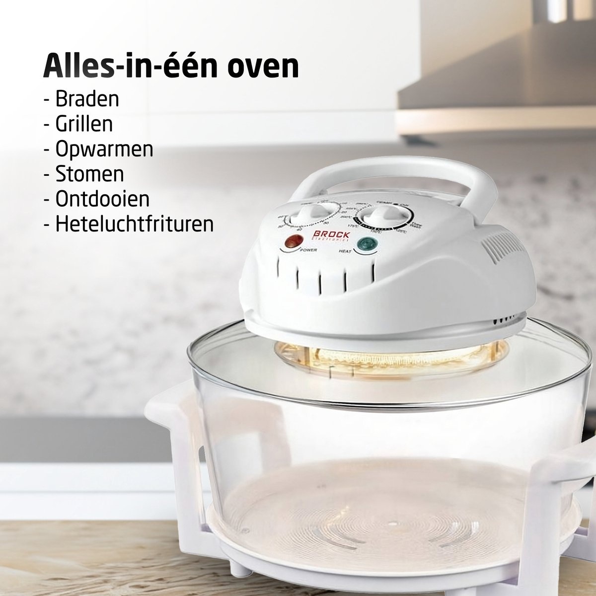 BROCK Electronics Halogeenoven HO 1701 WH (17 liter, Heteluchtoven, Wit)