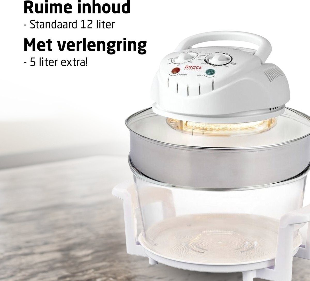 BROCK Electronics Halogeenoven HO 1701 WH (17 liter, Heteluchtoven, Wit)