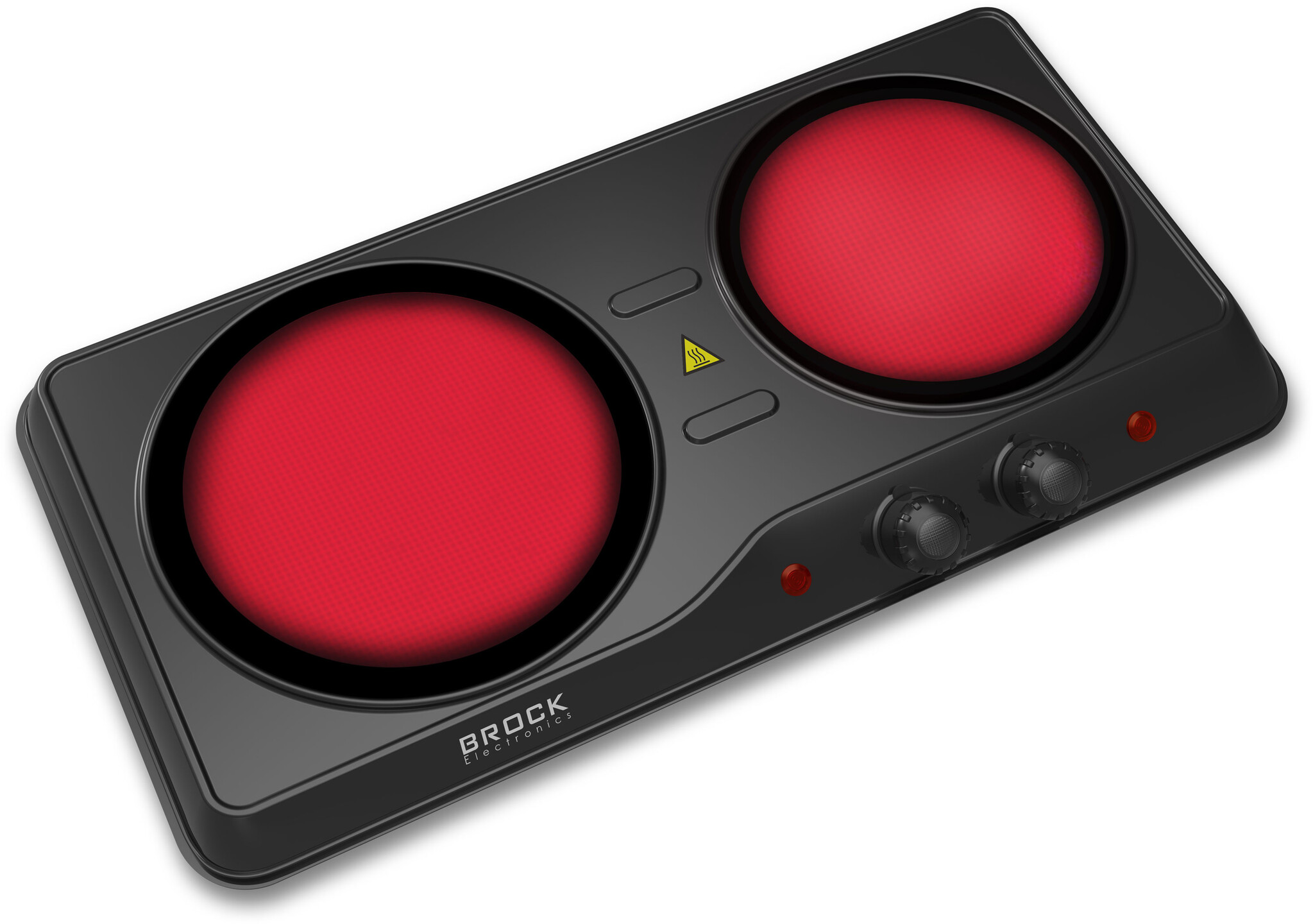 BROCK Electronics Infrarood Kookplaat HPI 3002 BK (1200W + 800W, Ø 18,7 cm + Ø 16,4 cm)