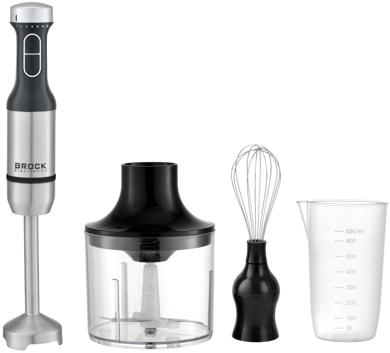 BROCK Electronics Staafmixer set HBS 9002 S (700W, Hakmolen, Garde, Maatbeker)