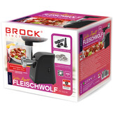 BROCK Electronics Vleesmolen MG 1503 BK (1500W, Gehaktmolen, Worstenmaker)