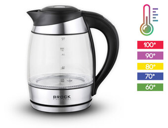 BROCK Electronics Waterkoker Glas WK 2106 LL - RVS