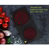 BROCK Electronics Elektrische Kookplaat EP 2000 BK (1500W + 1000W, Ø 18,5 cm + Ø 15,5 cm)