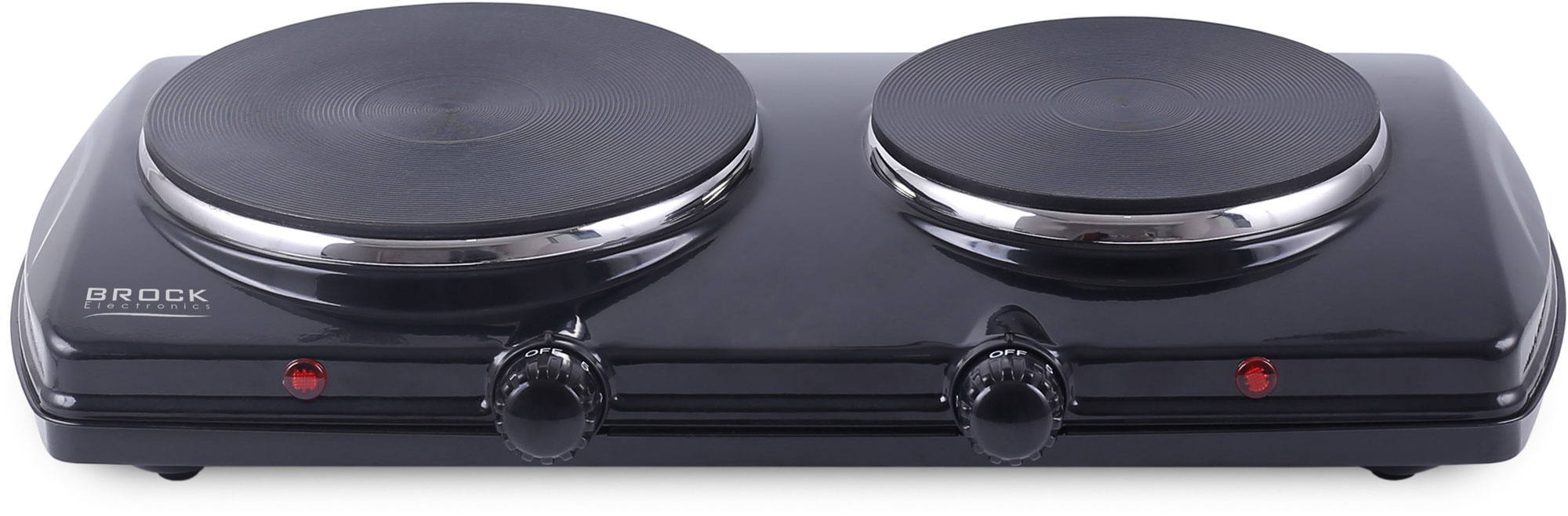 BROCK Electronics Elektrische Kookplaat EP 2000 BK (1500W + 1000W, Ø 18,5 cm + Ø 15,5 cm)