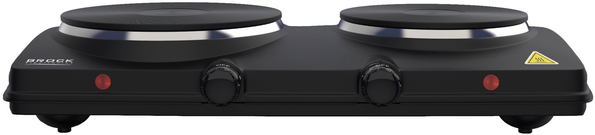 BROCK Electronics Elektrische Kookplaat EP 2000 BK (1500W + 1000W, Ø 18,5 cm + Ø 15,5 cm)