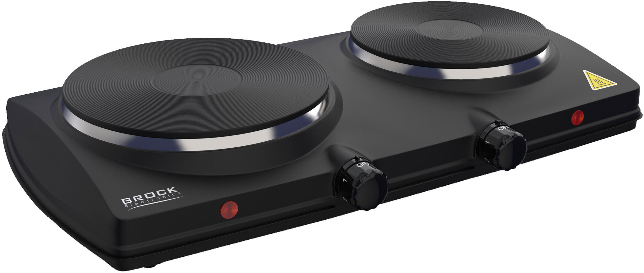 BROCK Electronics Elektrische Kookplaat EP 2000 BK (1500W + 1000W, Ø 18,5 cm + Ø 15,5 cm)