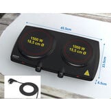 BROCK Electronics Elektrische Kookplaat EP 2000 BK (1500W + 1000W, Ø 18,5 cm + Ø 15,5 cm)