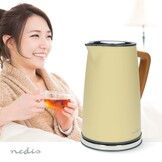Nedis KAWK510EYW  Waterkoker (1.7 liter, Houten handvat, Geel)