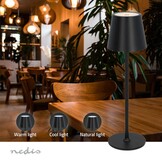 Nedis LTOUT05BK Oplaadbare LED Tafellamp (Zwart, Dimbaar, 3000-6000K)