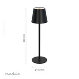 Nedis LTOUT05BK Oplaadbare LED Tafellamp (Zwart, Dimbaar, 3000-6000K)