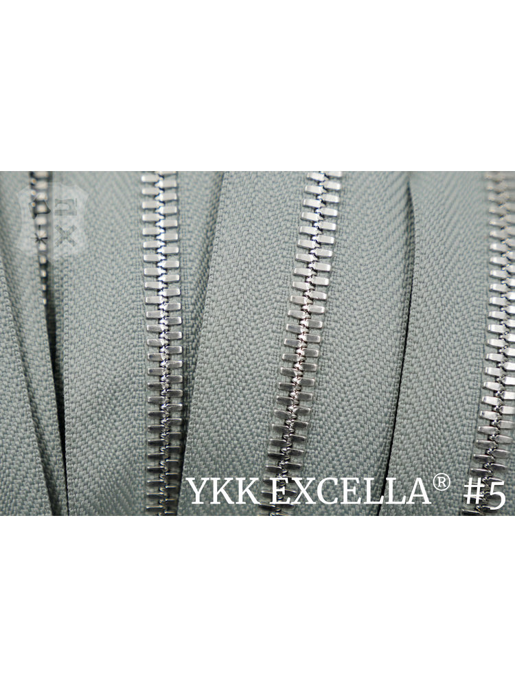 YKK Excella® Excella® #5 Zilver van de rol - Parelgrijs (577). Per Meter