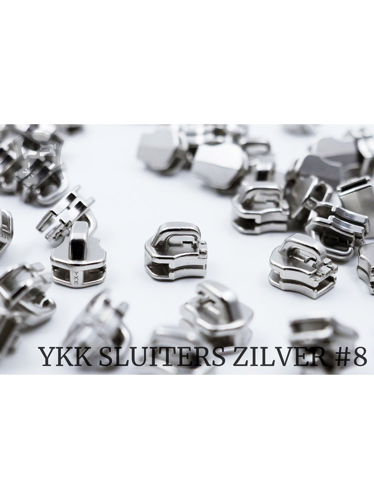 YKK Metaal Exclusieve Zilveren YKK sluiters, maat 8, met kliksysteem (5 stuks)