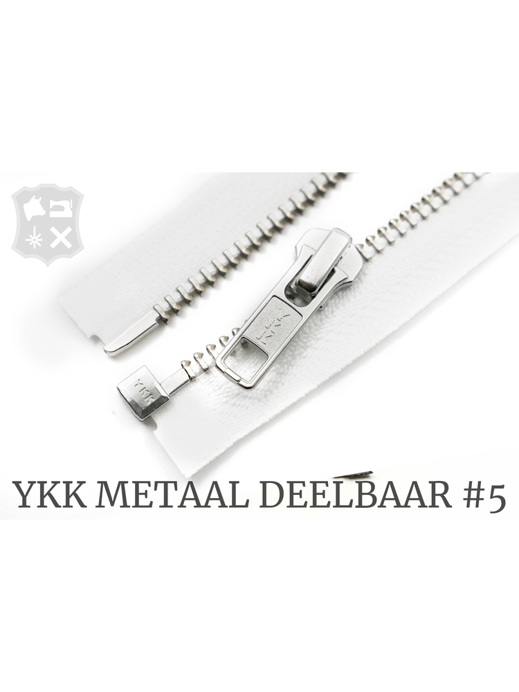 YKK Metaal YKK Metalen Deelbare rits #5 nikkel, 80 cm geremd - (wit 501)