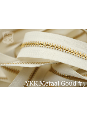 YKK Metaal YKK Metalen rits #5 Golden Brass van de rol - Ivoor (841)