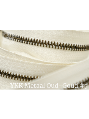 YKK Metaal Metalen rits  #5 Antique Brass van de rol - ivoor (841)