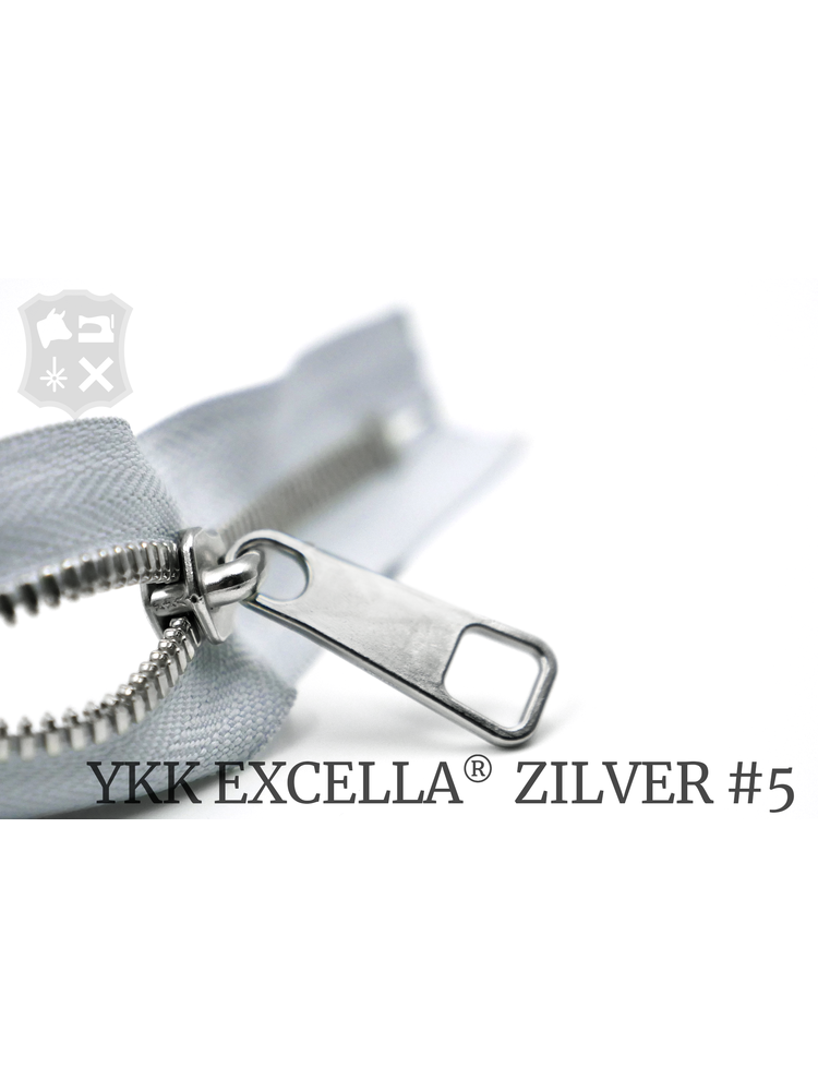 YKK Excella® YKK Excella Rits #5 zilver op maat (dubbel / head-to-head) -  (M04 - IJsgrijs 369)