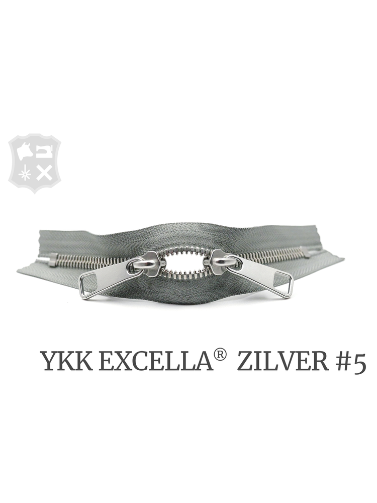 YKK Excella® YKK Excella Rits #5 zilver op maat (dubbel / head-to-head) -  (ZA05 - Parelgrijs 577)