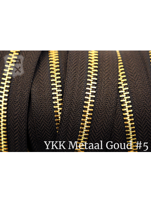 YKK Metaal YKK Metalen rits #5 Golden Brass van de rol  - Donkerbruin (088)