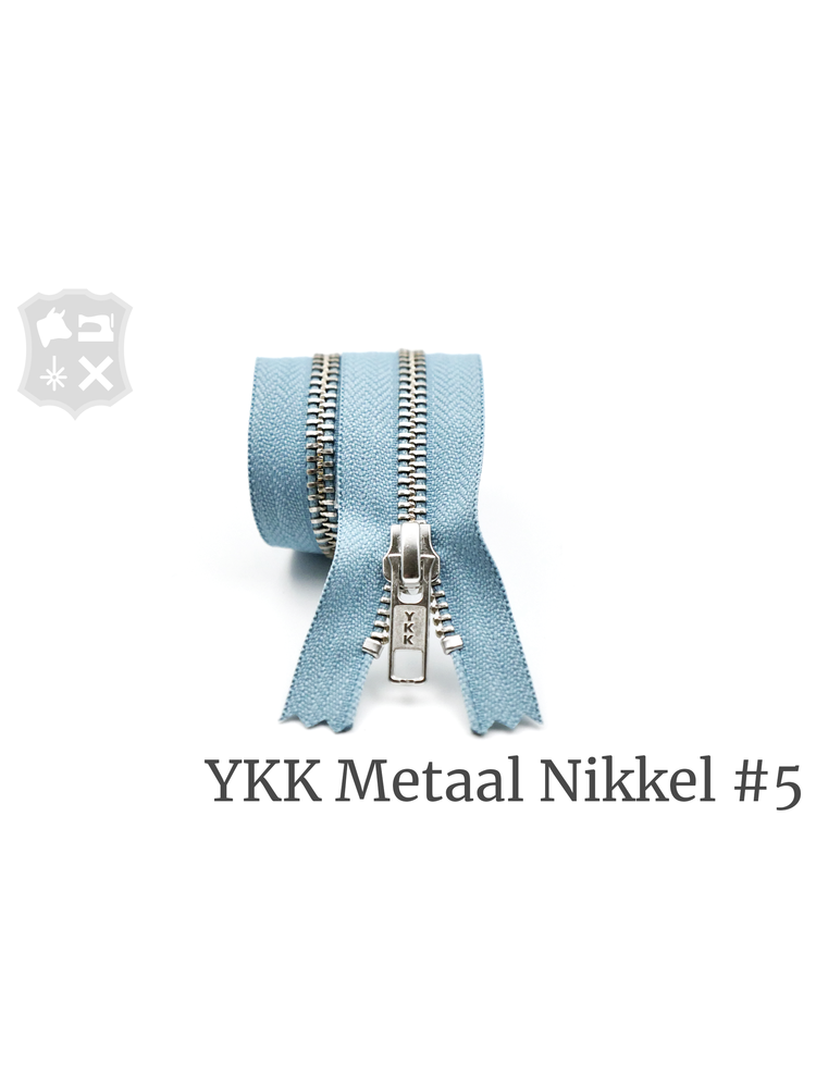 YKK Metaal YKK Metalen rits #5 Zilver, geremd (diverse lengtes) - Lichtblauw 012