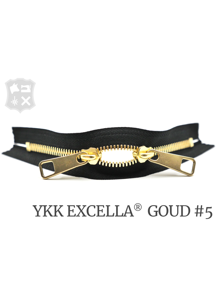 YKK Excella® YKK Excella Rits #5 Goud op maat (dubbel / head-to-head) - (Zwart 580)