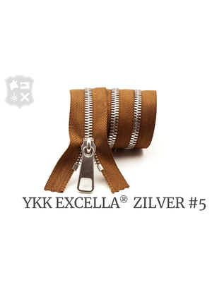 YKK Excella® YKK Excella Rits #5 zilver op maat (enkel) - (C17 - Cognac 859)
