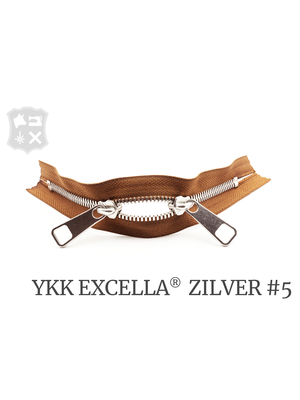 YKK Excella® YKK Excella Rits #5 zilver op maat (dubbel / head-to-head) -  (C17 - Cognac 859)