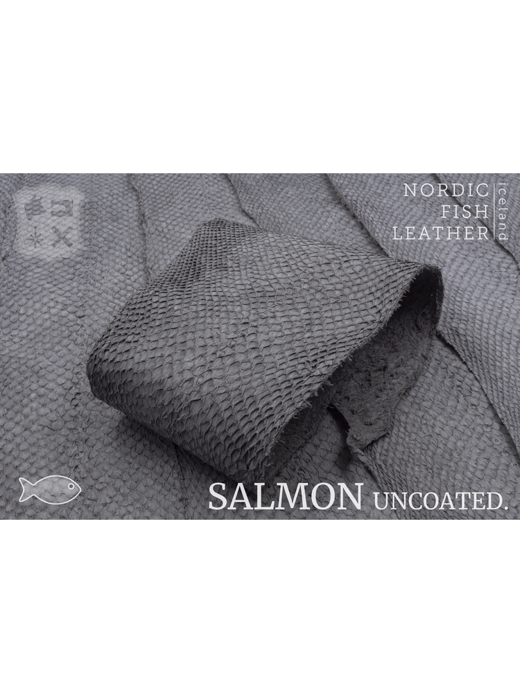 Nordic Fish Leather Visleder Zalm in de kleur Vala 956s (grijs), niet gefinisht