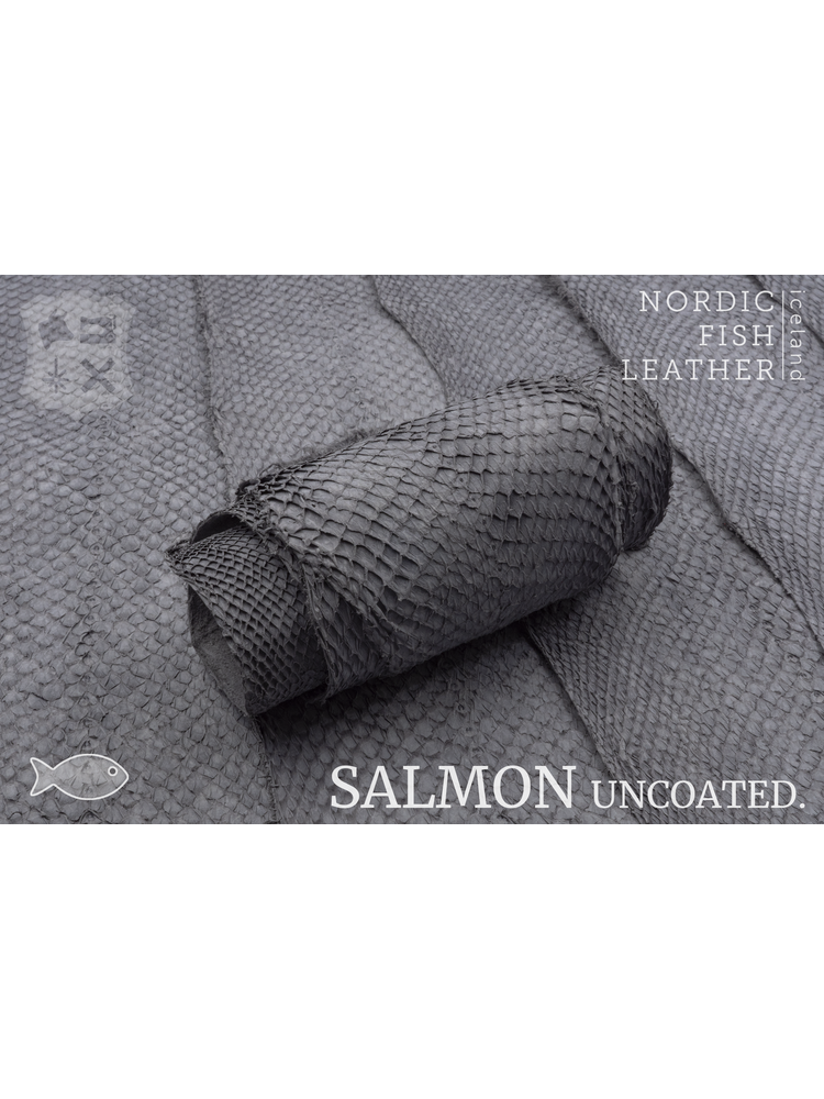 Nordic Fish Leather Visleder Zalm in de kleur Vala 956s (grijs), niet gefinisht