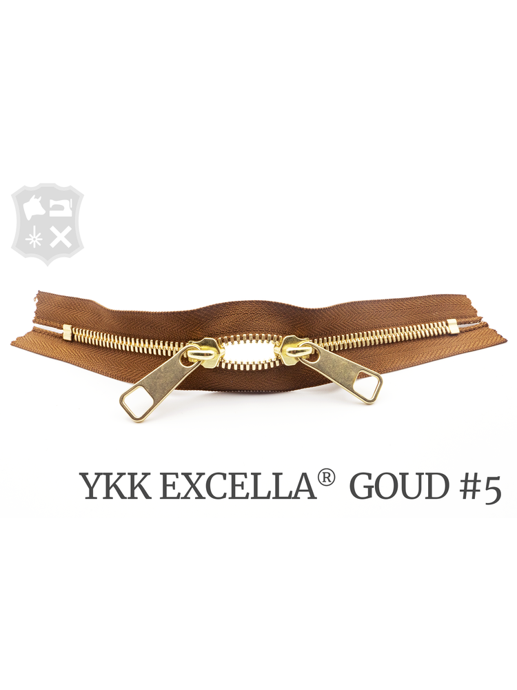 YKK Excella® YKK Excella Rits #5 Goud op maat (dubbel / head-to-head) - (C17 - Cognac 859)