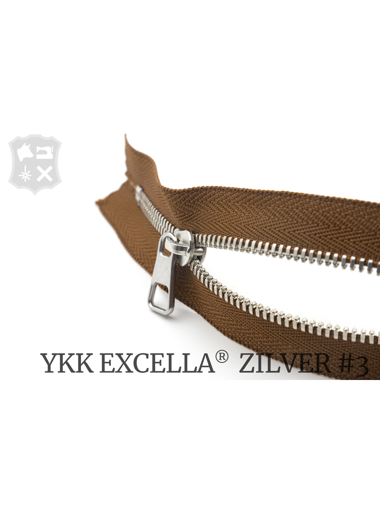 YKK Excella® YKK Excella Rits #3 zilver op maat (enkel) - (C17: Cognac 859)