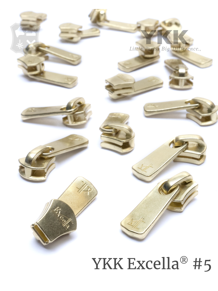 YKK Excella® Excella® sluiter & puller #5,  golden brass