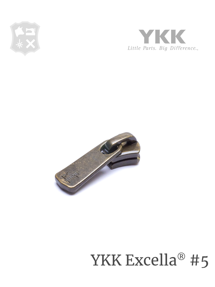 YKK Excella® Excella® sluiter & puller #5, antique brass (oud-goud)