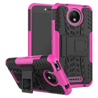 Case2go Motorola Moto C Plus - Schokbestendige Back Cover Magenta