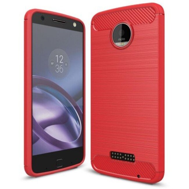 Geborstelde TPU Cover - Motorola Moto Z - Rood