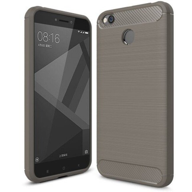 Geborstelde TPU Cover - Xiaomi Redmi 4 4X - Grijs