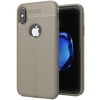 Case2go Litchi Leather TPU Case - iPhone X - Grijs