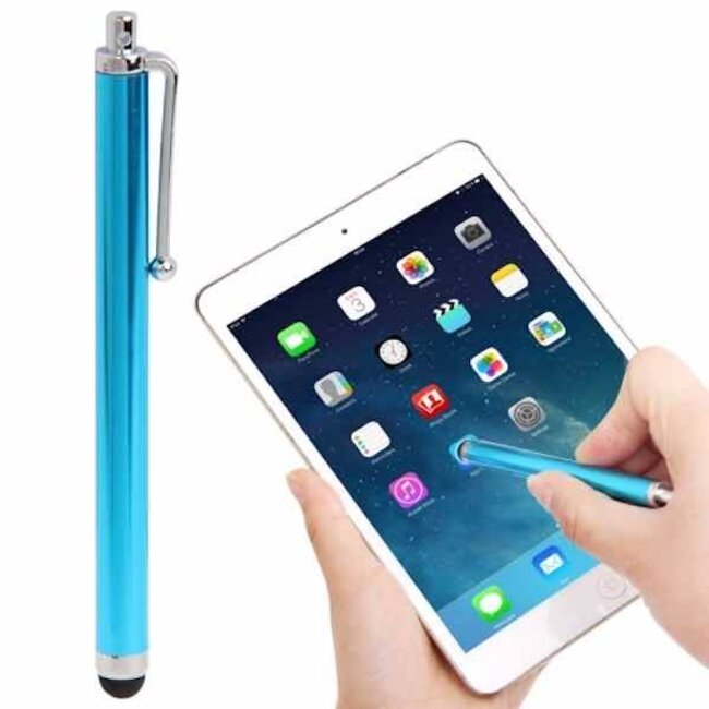 Stylus pen soft touch met clip Licht Blauw