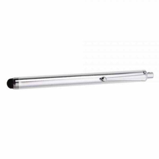 Stylus pen soft touch met clip Zilver