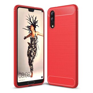 Case2go Geborstelde TPU Cover - Huawei P20 - Rood