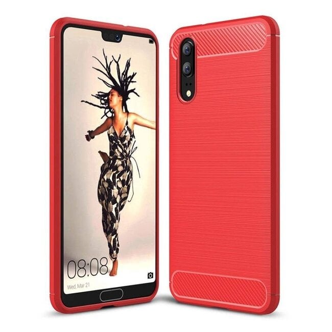 Geborstelde TPU Cover - Huawei P20 - Rood