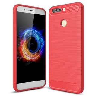 Case2go Huawei Honor 8 Pro - Geborstelde TPU Cover - Rood