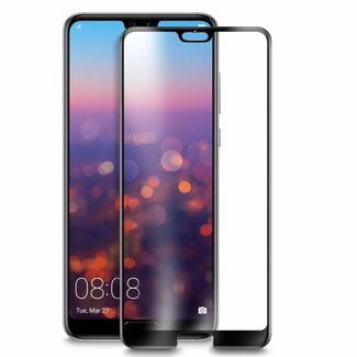 Case2go Huawei P30 Lite - Full Cover Screenprotector - Gehard Glas - Zwart